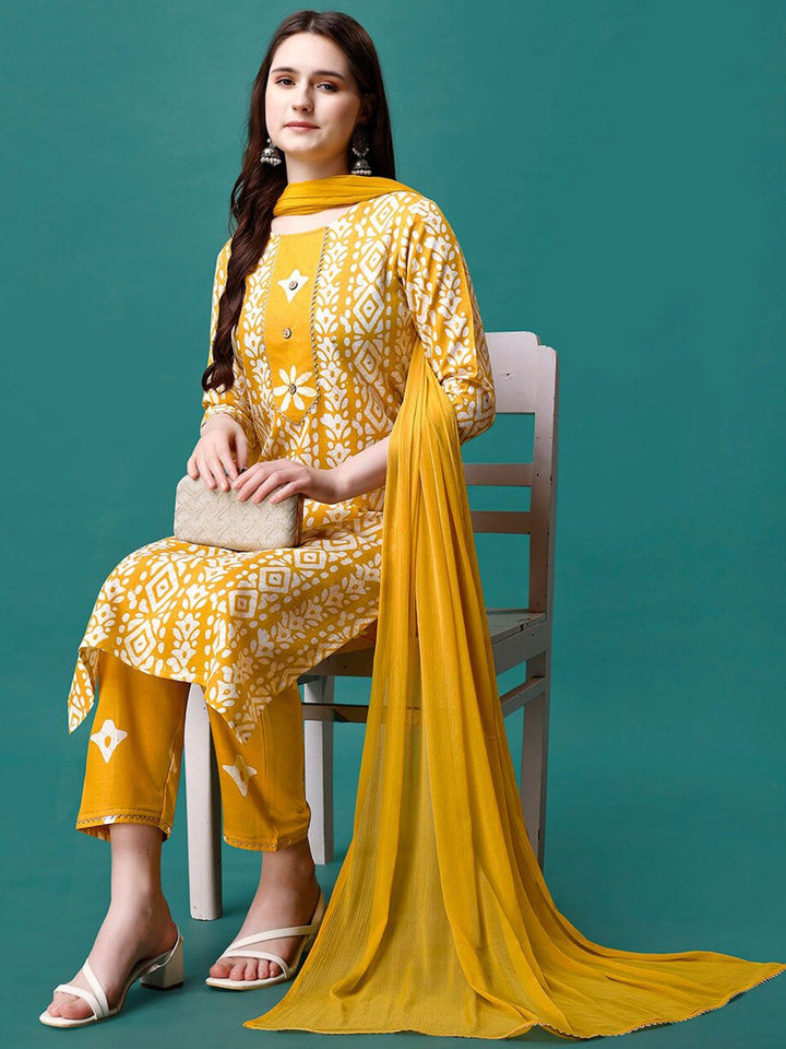 KALINI Bandhani Printed Gotta PattiKurta With Trousers & Dupatta