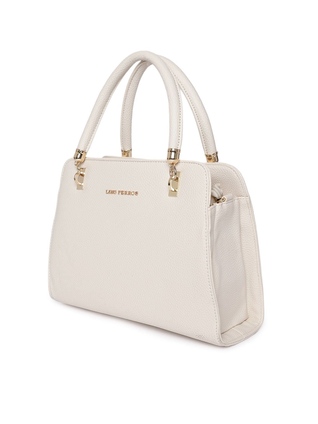 Lino Perros Off-White Solid Handheld Bag with Sling Strap