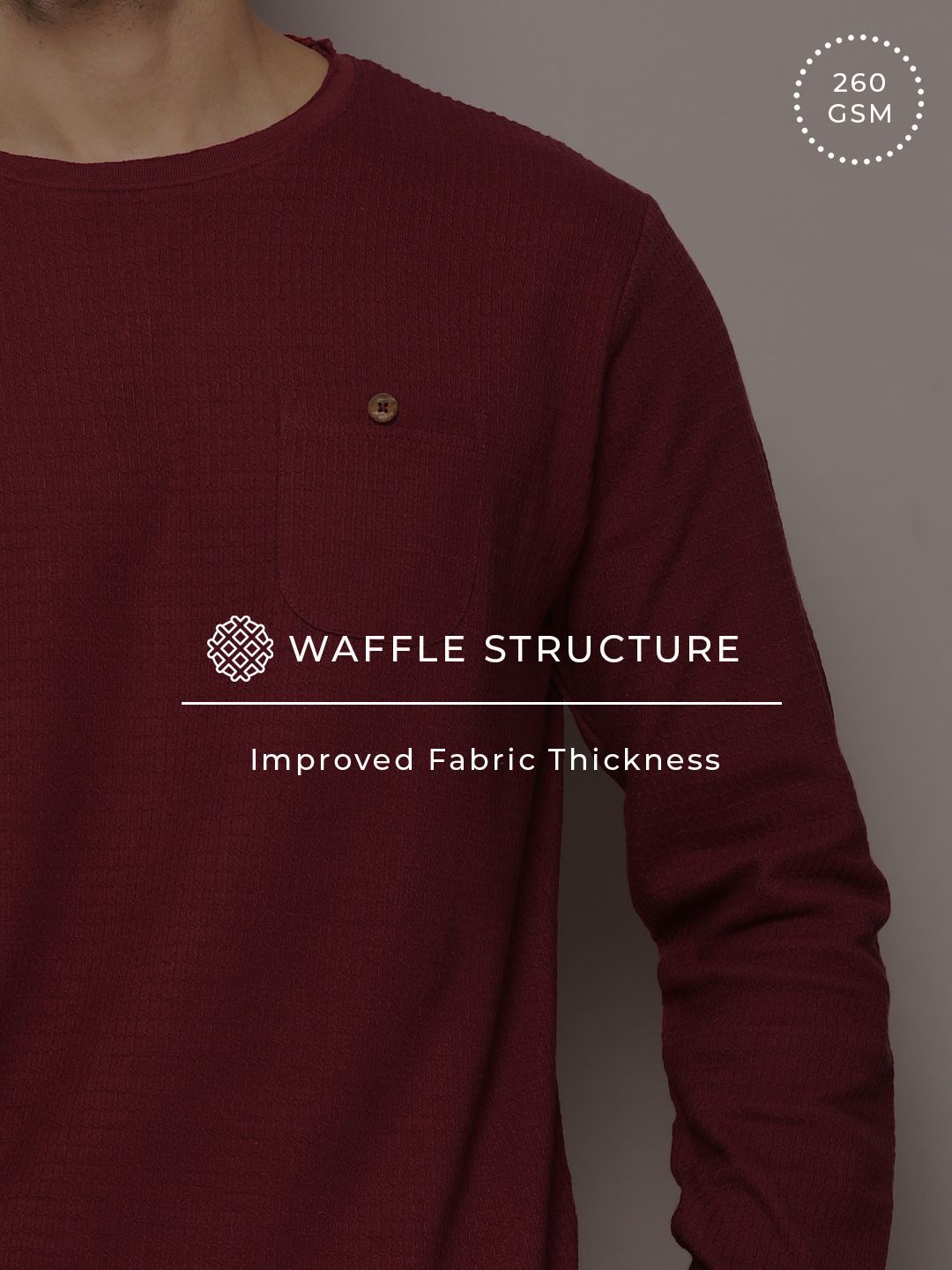 DILLINGER Men Waffle Structure Self Design Pockets T-shirt