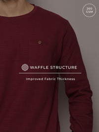 DILLINGER Men Waffle Structure Self Design Pockets T-shirt