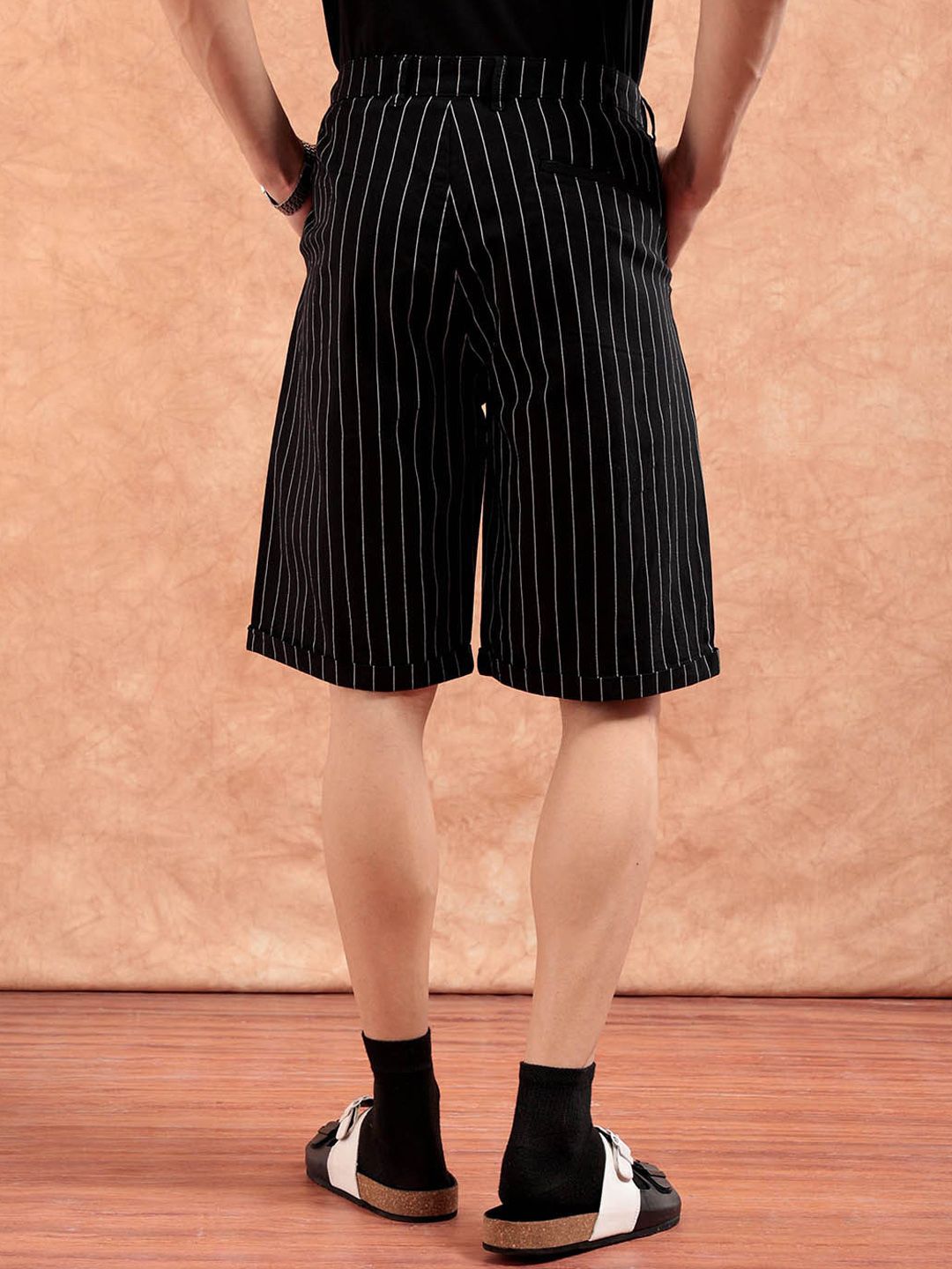 The Indian Garage Co Men Striped Loose Fit Technology Shorts