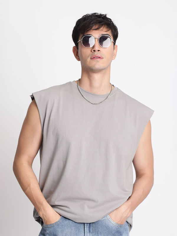 Bene Kleed Men Sleeveless Raw Edge T-shirt