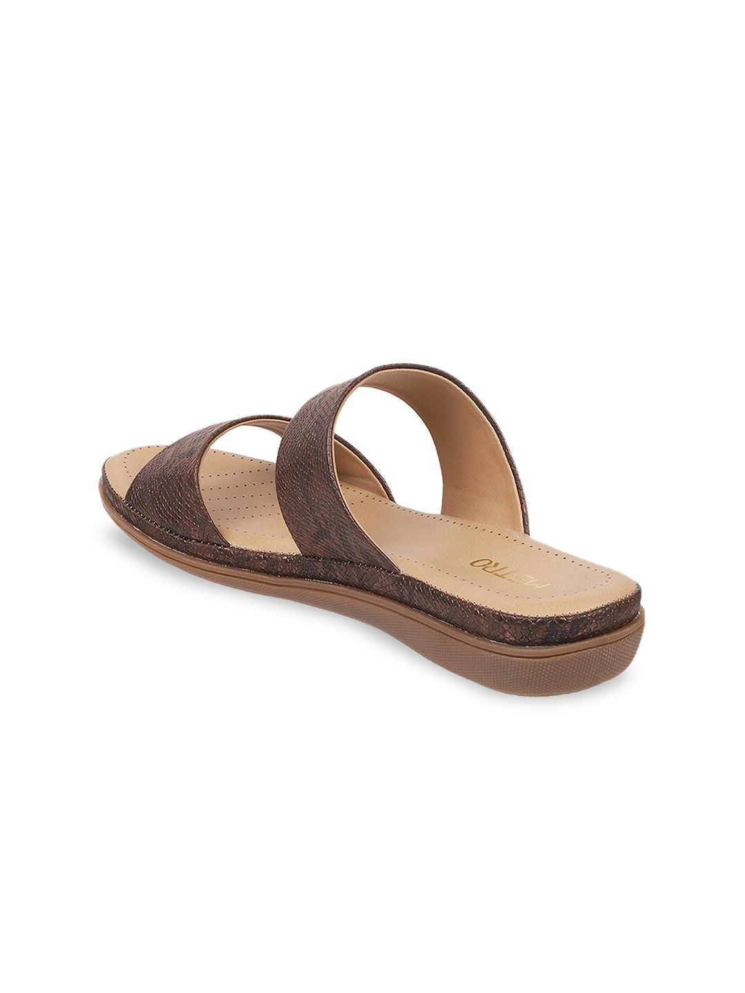Metro Women Gold-Toned Colourblocked Open Toe Flats
