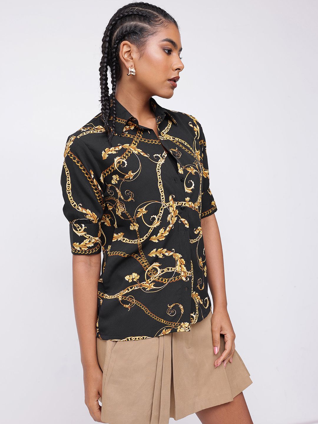 DressBerry Attractive Vintage Chain Print Shirt