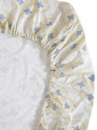 KLOTTHE White Floral Pure Cotton 400 TC Fitted King Superfine Bedsheet dengan 2 Sarung Bantal-98 x 89 inci