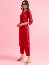 KALINI Striped Regular Thread Work Kurta with Trousers