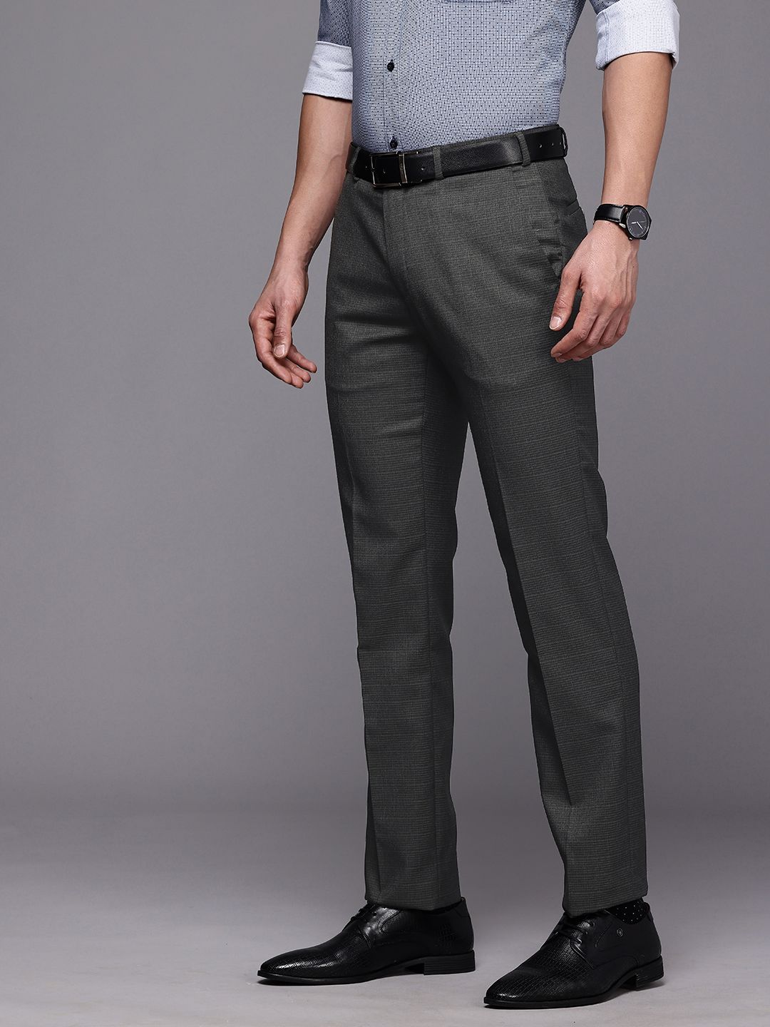 Raymond Men Checked Slim Fit Formal Trousers
