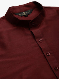 SOJANYA Kurta Solid Maroon Lelaki dengan Jaket Churidar & Printed
