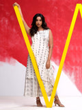 W Off-White & Grey Ethnic Motifs Printed Layered Basic Jumpsuit