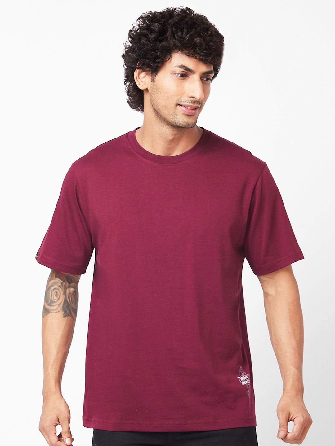 SPYKAR Graphic Printed Relaxed Fit Drop-Shoulder Sleeves Casual T-shirt