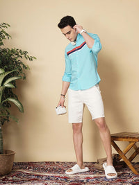 The Indian Garage Co Men Blue Slim Fit Horizontal Striped Casual Shirt