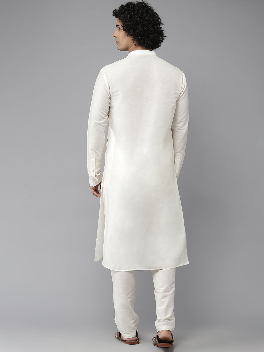 See Designs Men White Pure Silk Kurta with Pyjamas