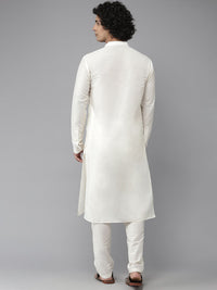 See Designs Men White Pure Silk Kurta with Pyjamas