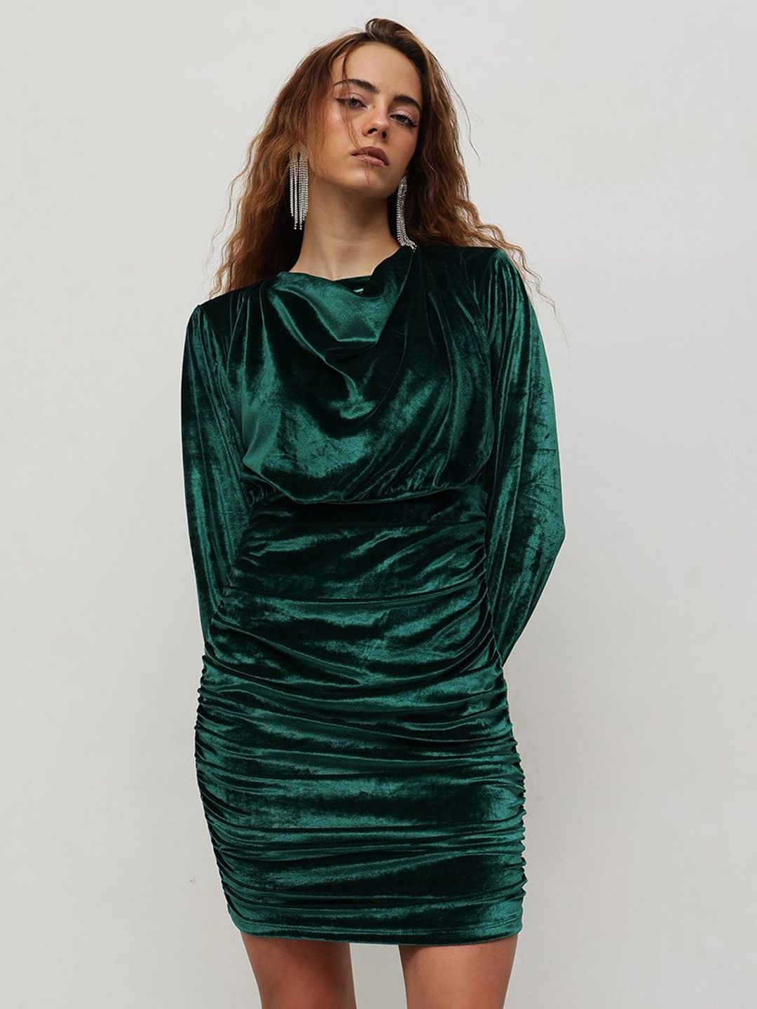 STREET 9 Cowl Neck Velvet A-Line Dress