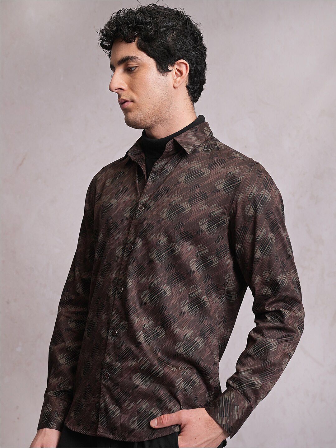 LOCOMOTIVE Luxe Satin Printed Party Shirt