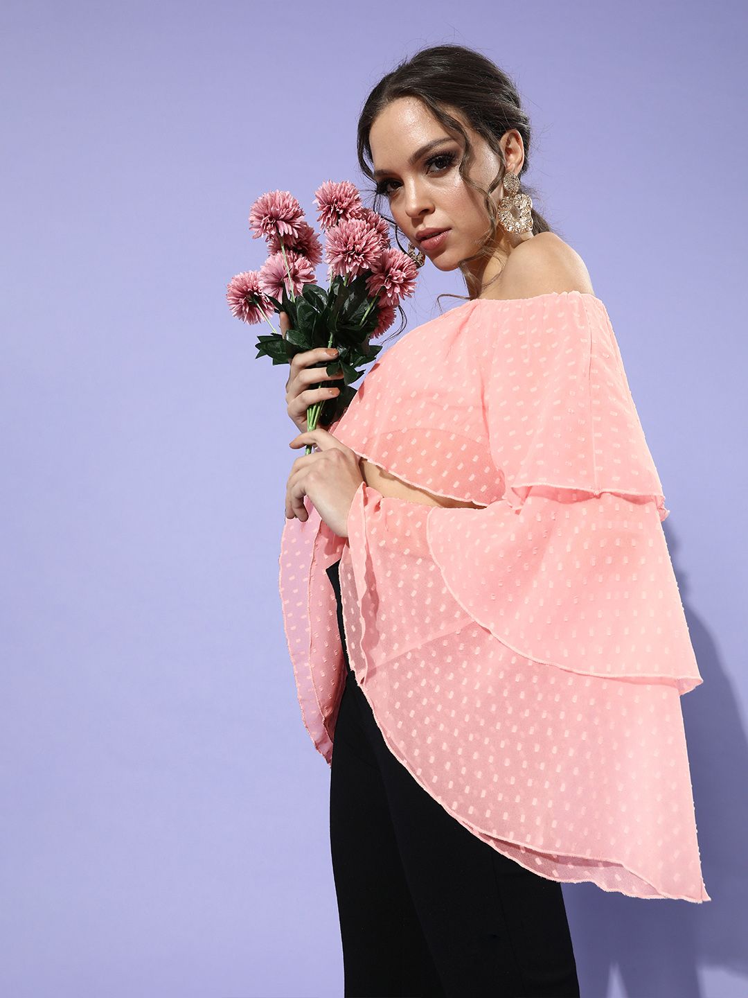 Berrylush Women Pretty Pink Solid Dobby Weave Top