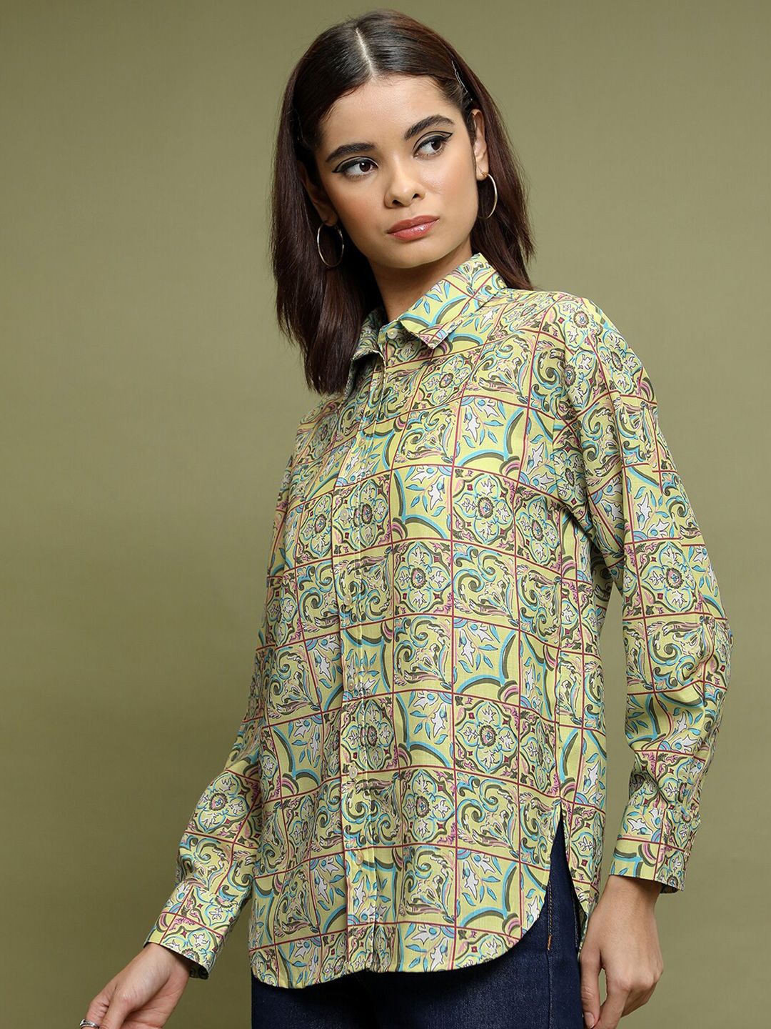 Vishudh Ethnic Motifs Printed Spread Collar Casual Shirt