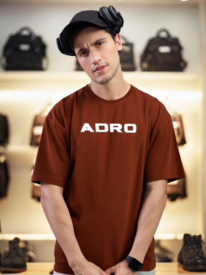 ADRO Graphic Printed Drop-Shoulder Sleeves Cotton Oversized T-shirt