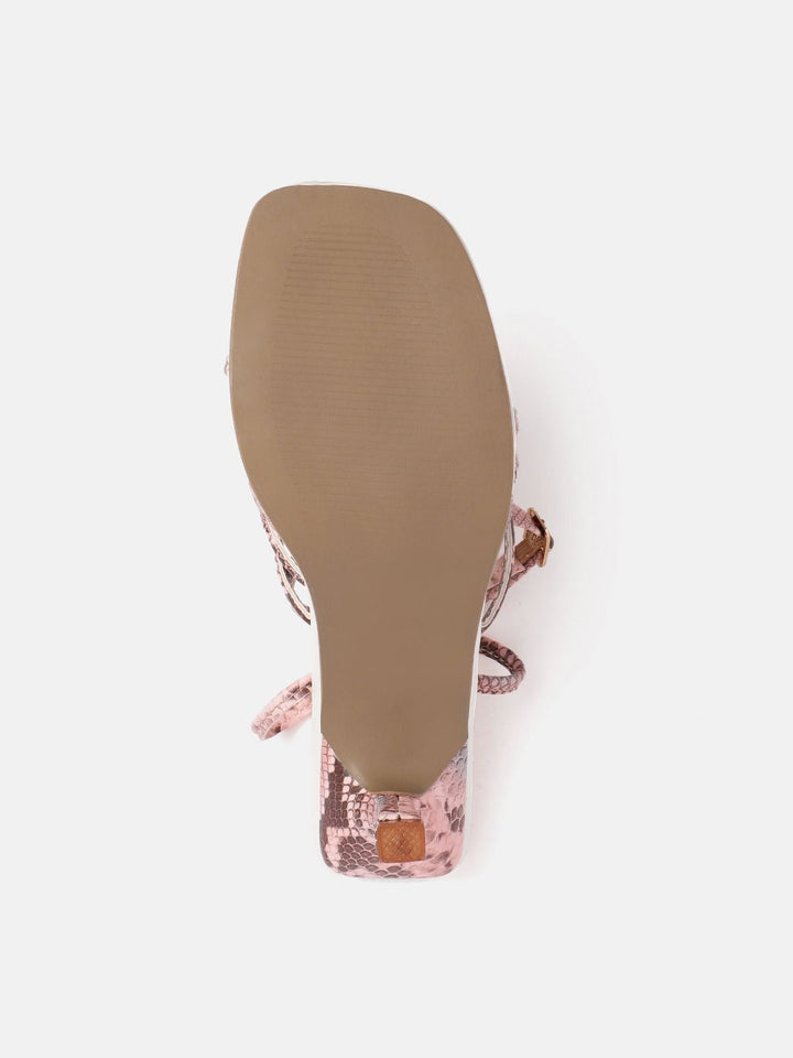 Lino Perros Snakeskin Print Strappy Slim Heels