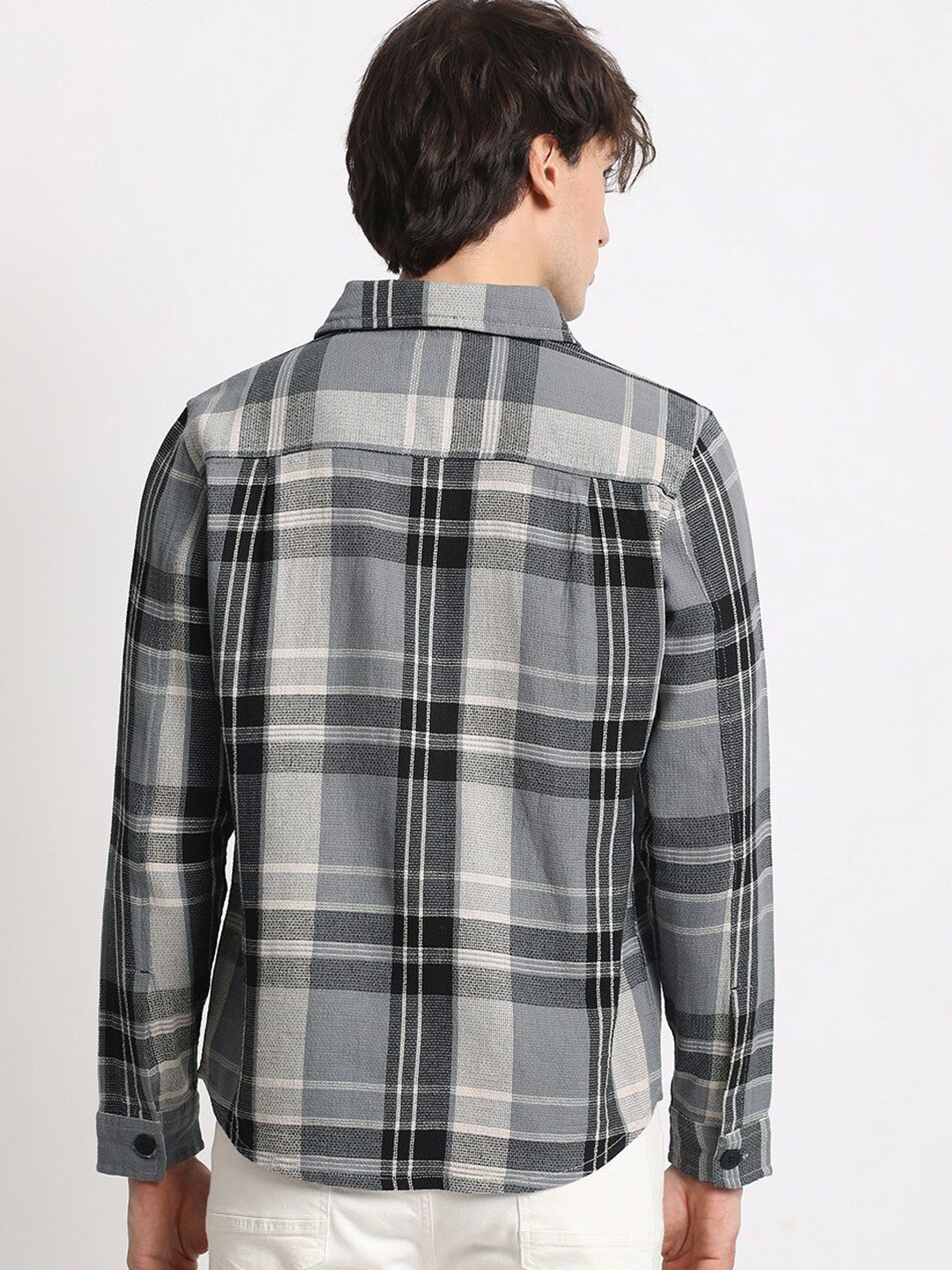 THE BEAR HOUSE Men Checked Regular Fit Cotton Shacket