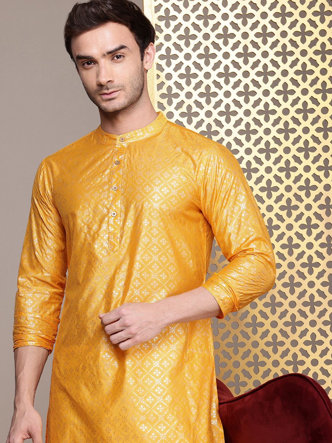 House of Pataudi Geometric Printed Jashn Kurta