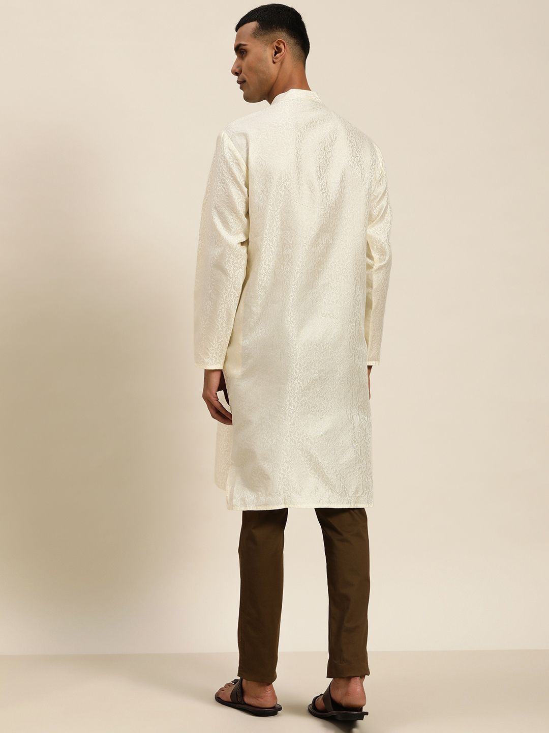 SOJANYA Kurta Jacquard Berwarna Krim Lelaki