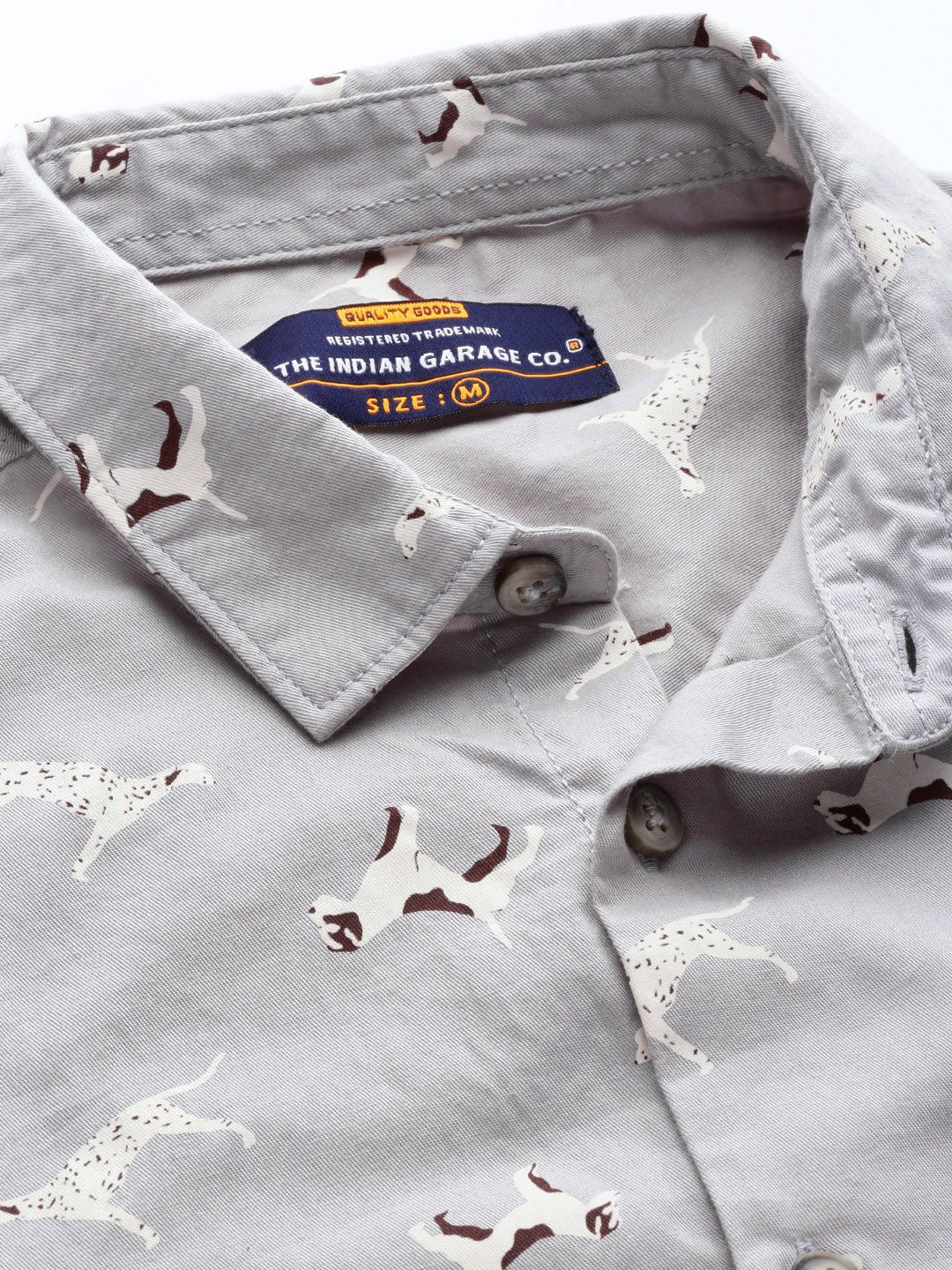 The Indian Garage Co Men Grey Slim Fit Printed Casual Shirt