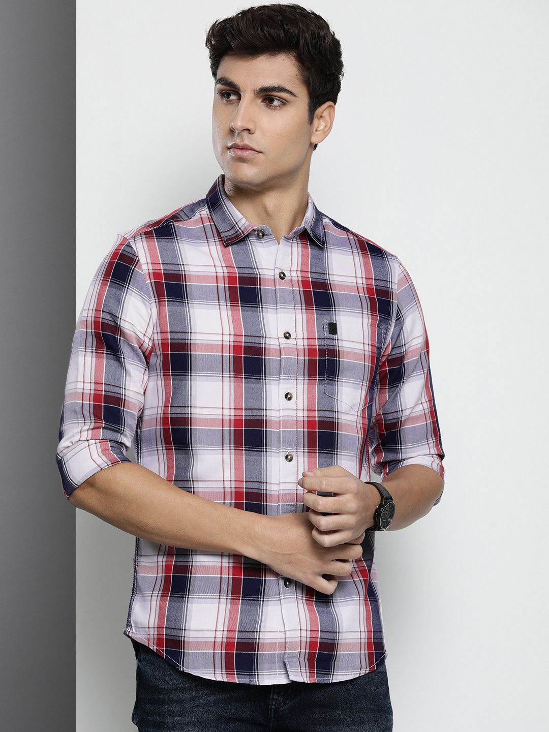 The Indian Garage Co Men Tartan Checked Casual Shirt
