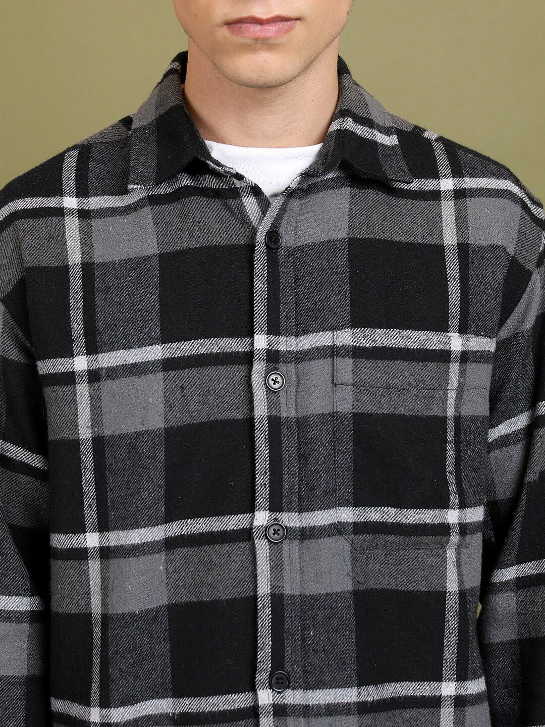 HIGHLANDER Checked Open Front Bomber Flannel Shirt
