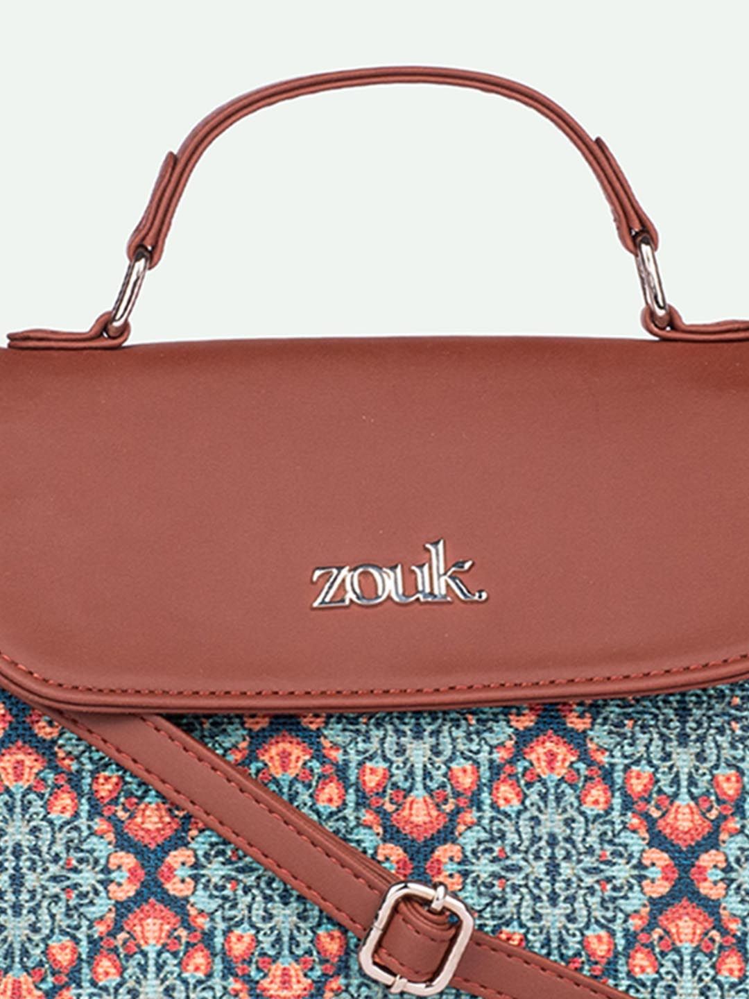 ZOUK Kolkata Nouveau Ethnic Motifs Printed Structured Handheld Bag