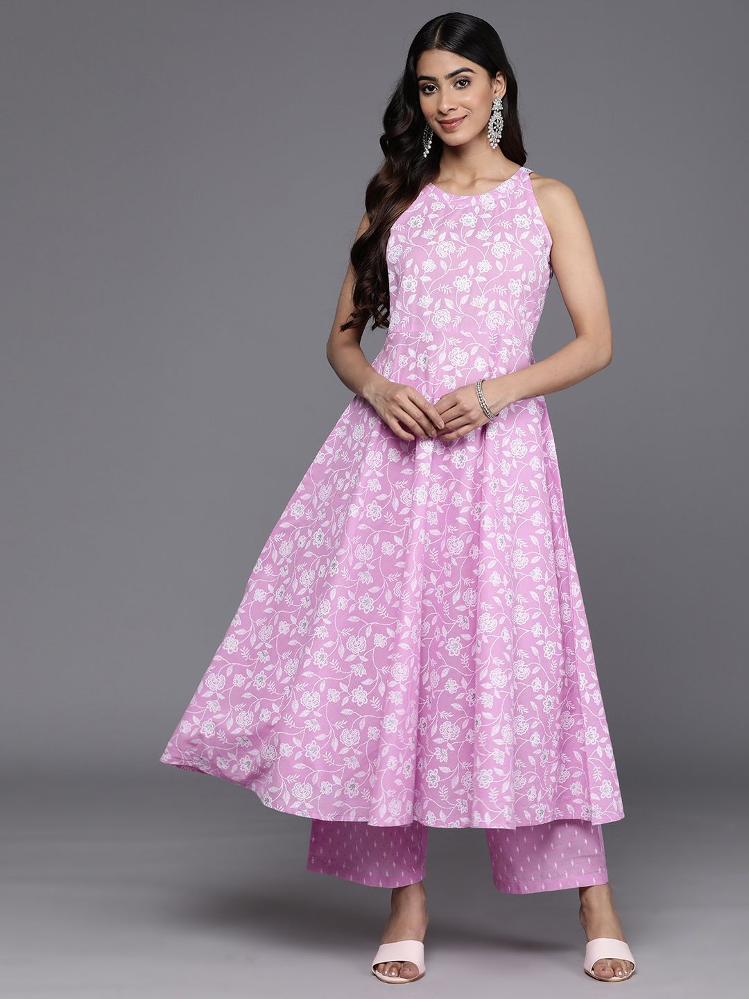 Varanga Floral Printed Regular Pure Cotton Kurta with Trousers