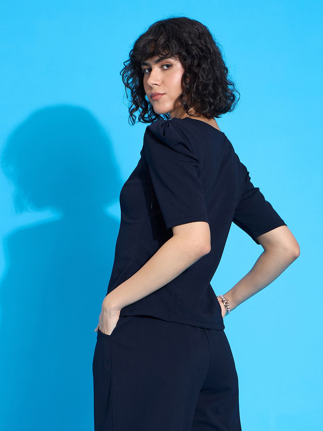 SASSAFRAS worklyf Square Neck Puff Sleeve Top