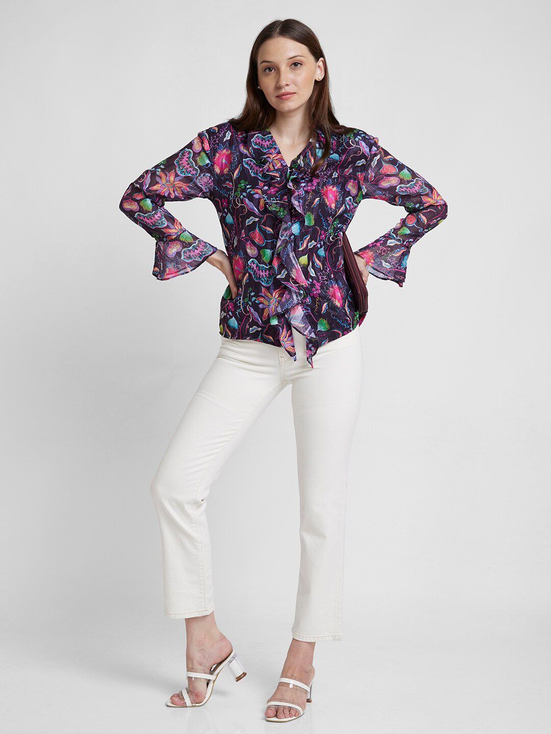 SPYKAR Classic Floral Printed Spread Collar Opaque Cotton Casual Shirt