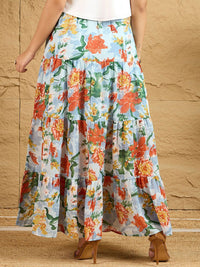 Berrylush Women Printed Tiered Maxi Skirt