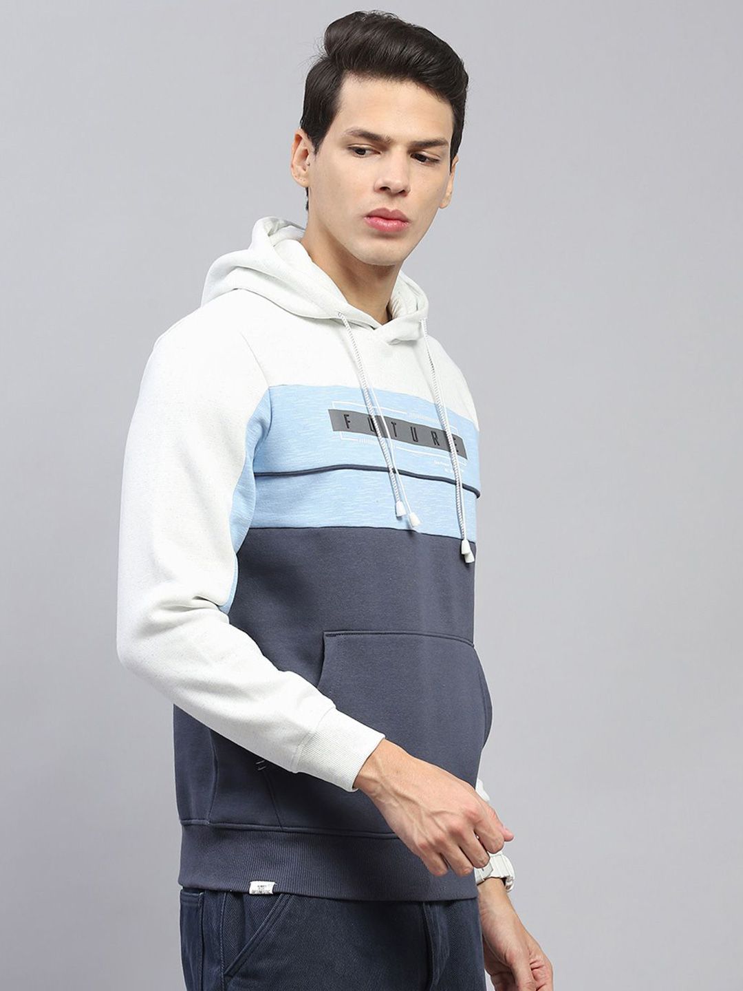 Monte Carlo Men Colourblocked Hooded Cotton Sweatshirt
