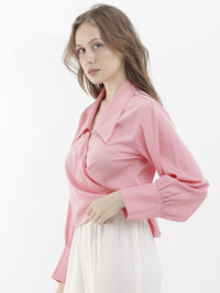 RAREISM Shirt Collar Cuffed Sleeves Wrap Top