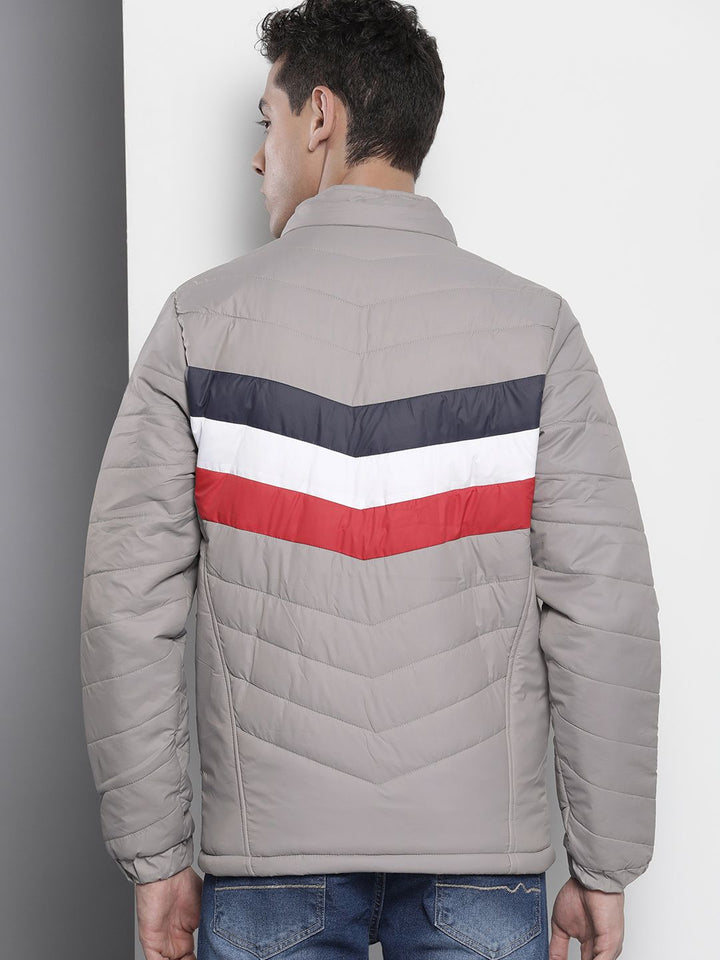 The Indian Garage Co Men Colourblock Puffer Jacket with Detachable Hood