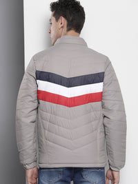 The Indian Garage Co Men Colourblock Puffer Jacket with Detachable Hood