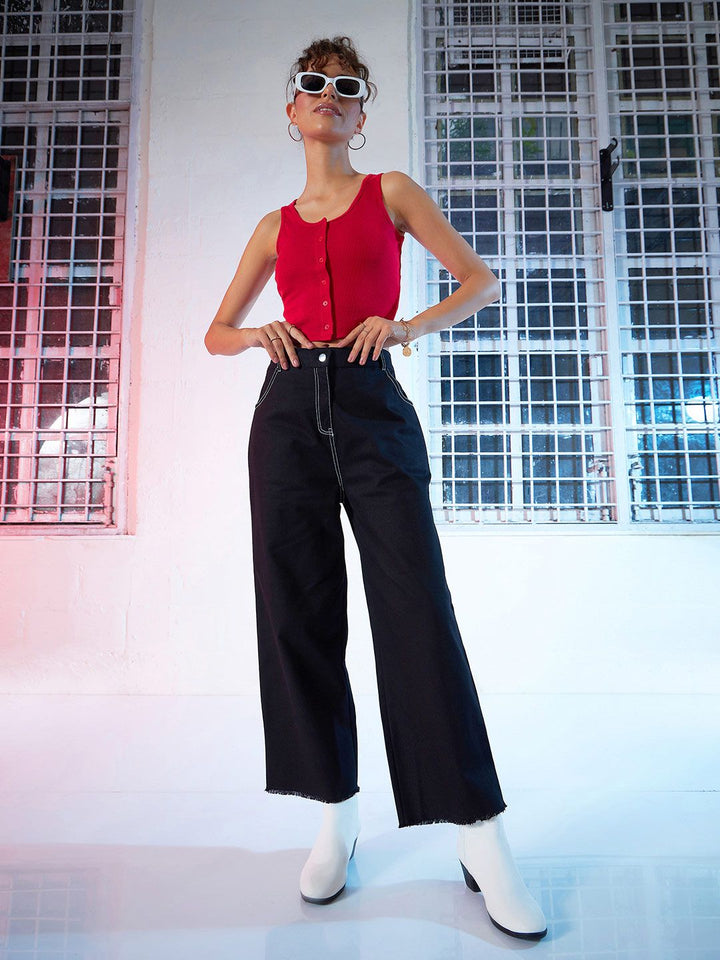 Sassafras Red Pure Cotton Tank Crop Top