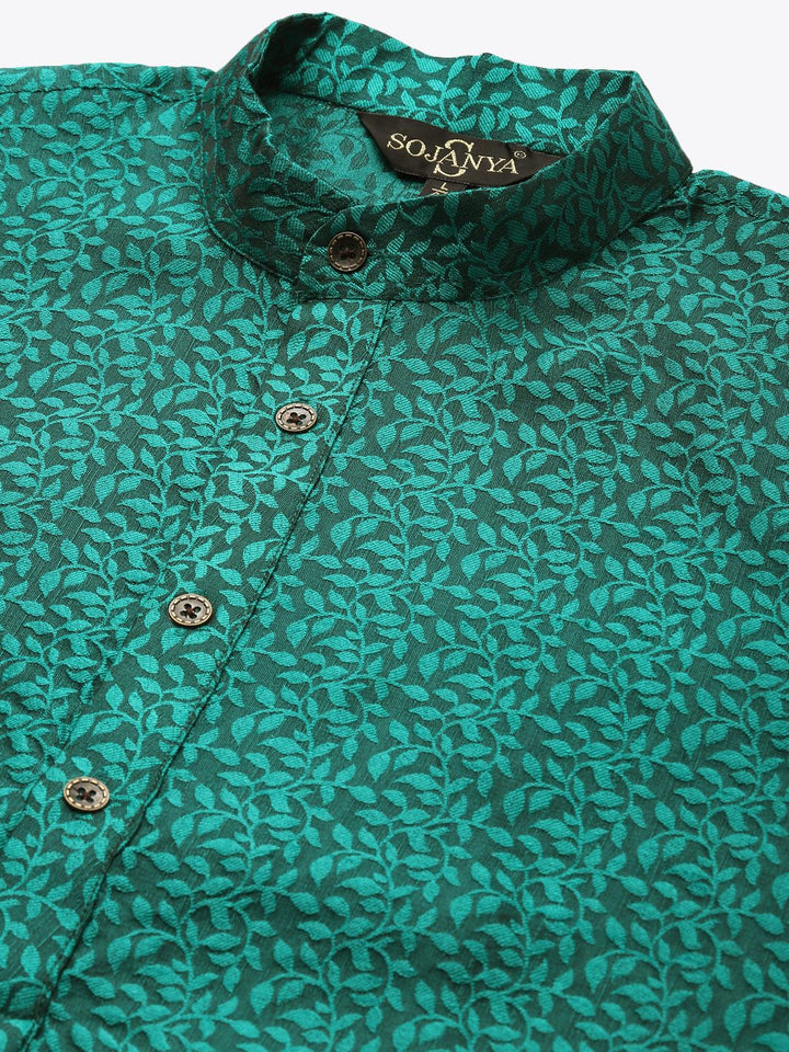 SOJANYA Men Green Ethnic Motifs  Jacquard Kurta