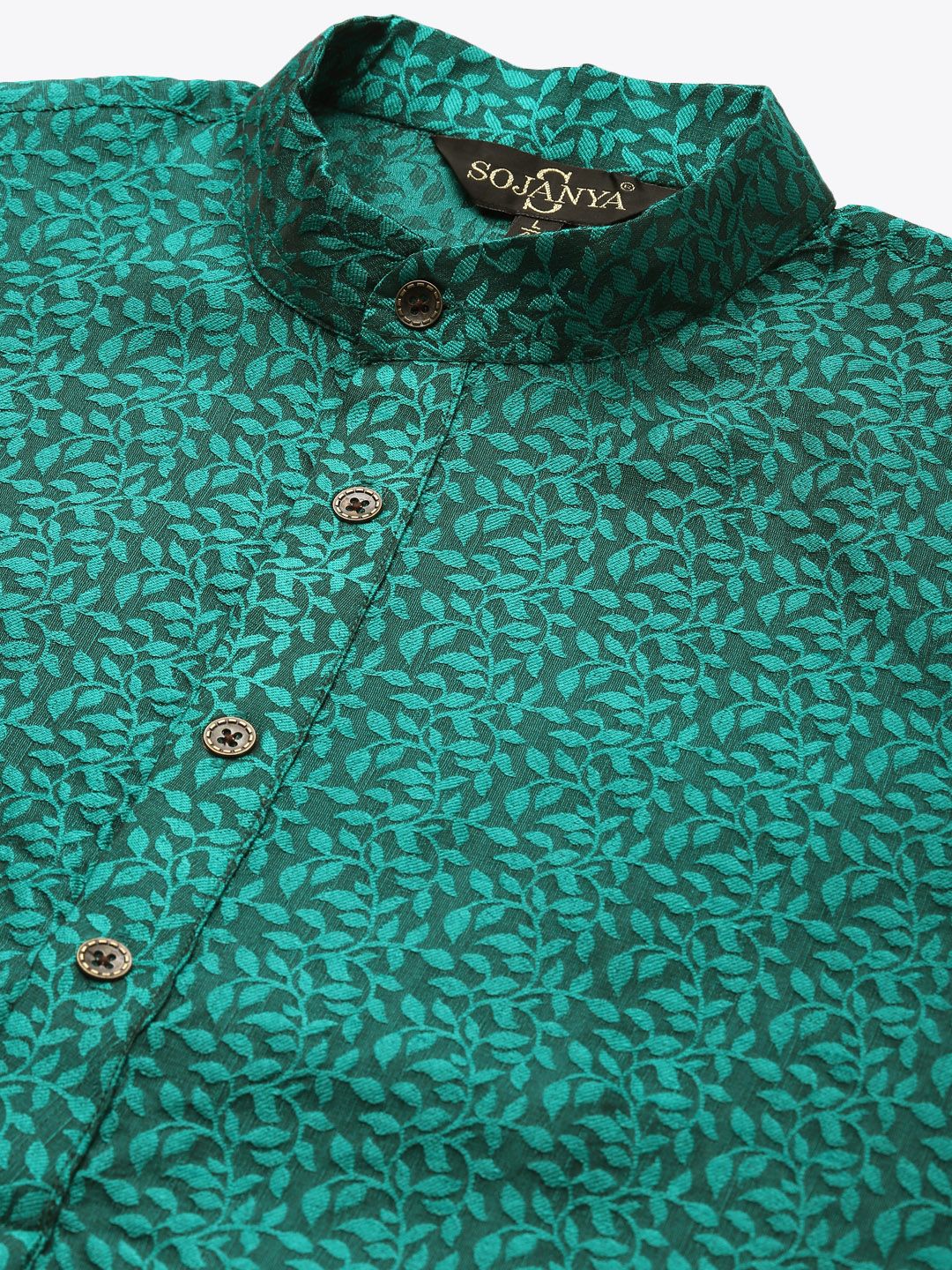 SOJANYA Men Green Ethnic Motifs  Jacquard Kurta