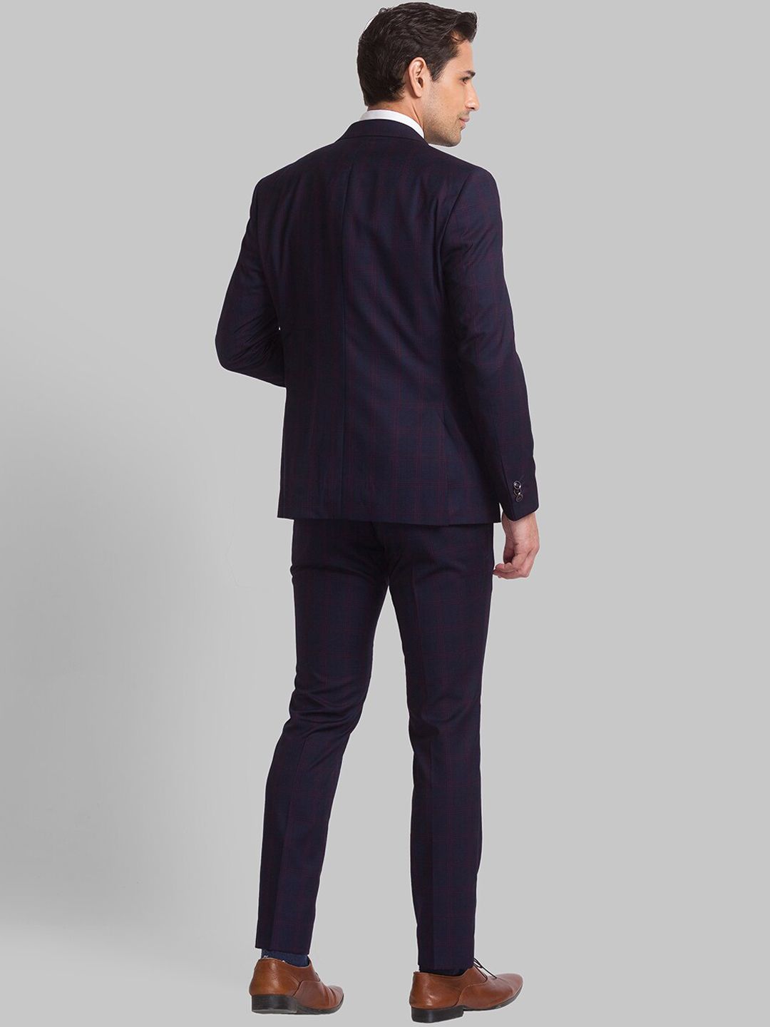 Park Avenue Men Checked Single-Breasted Super Slim-Fit 3-Piece Formal Suit
