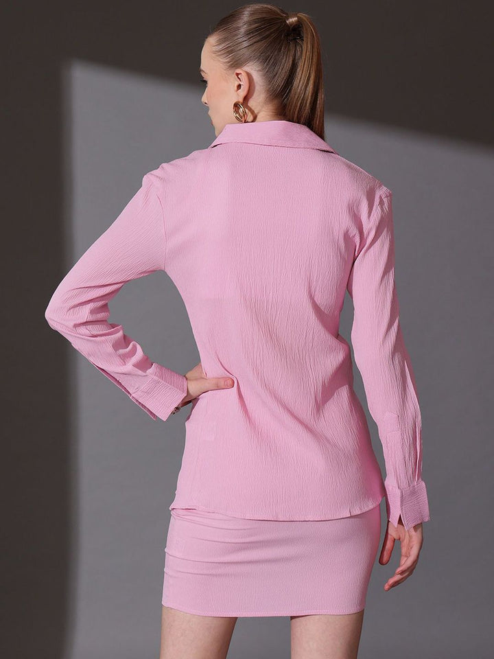 STREET 9 Self Design Shirt & Skirt Co-ord Set