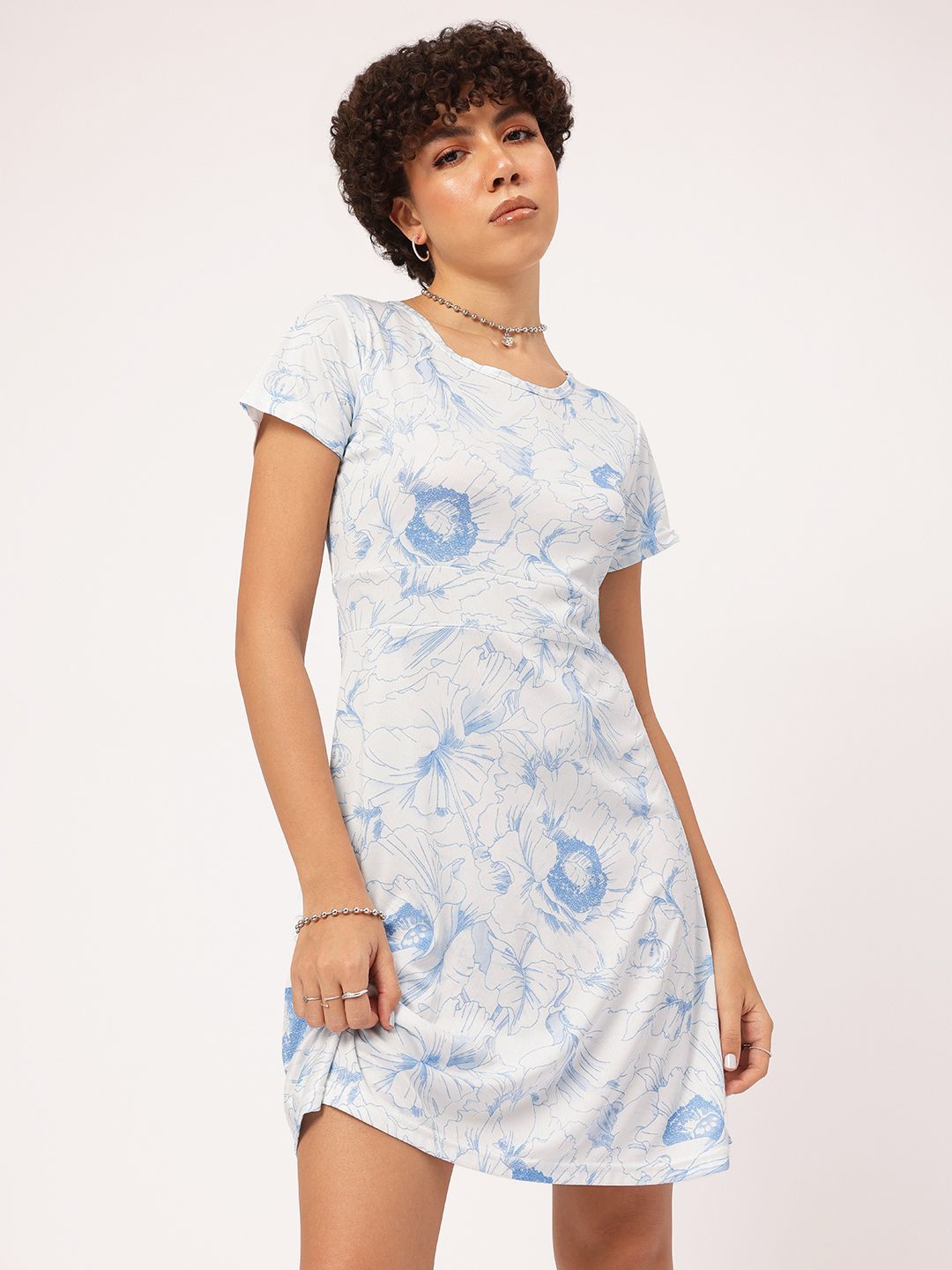 DressBerry Sketchy Sensation Floral Satin A-Line Dress