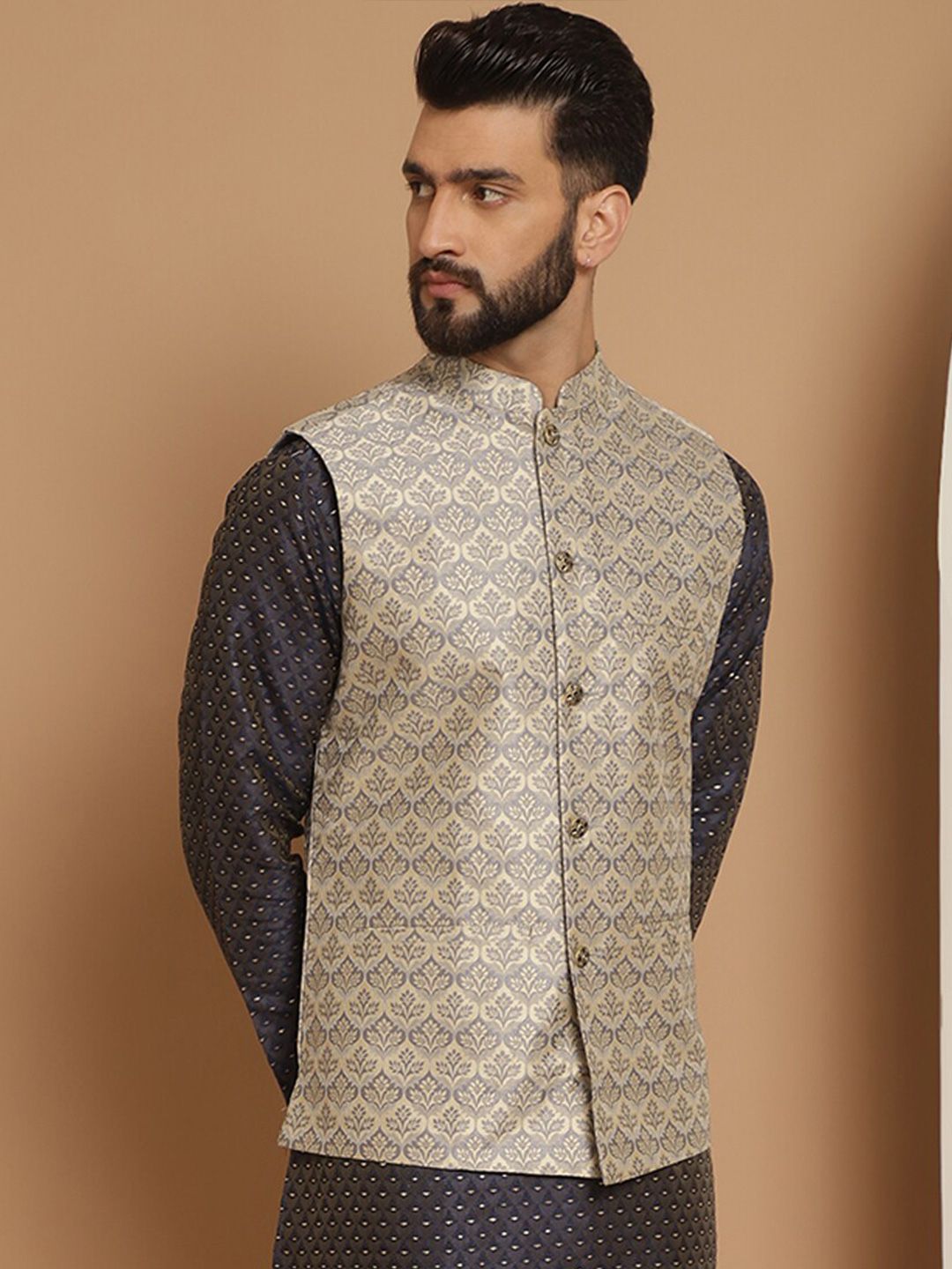 Jaket Nehru Kolar Mandarin Rekaan Kelabu Anouk