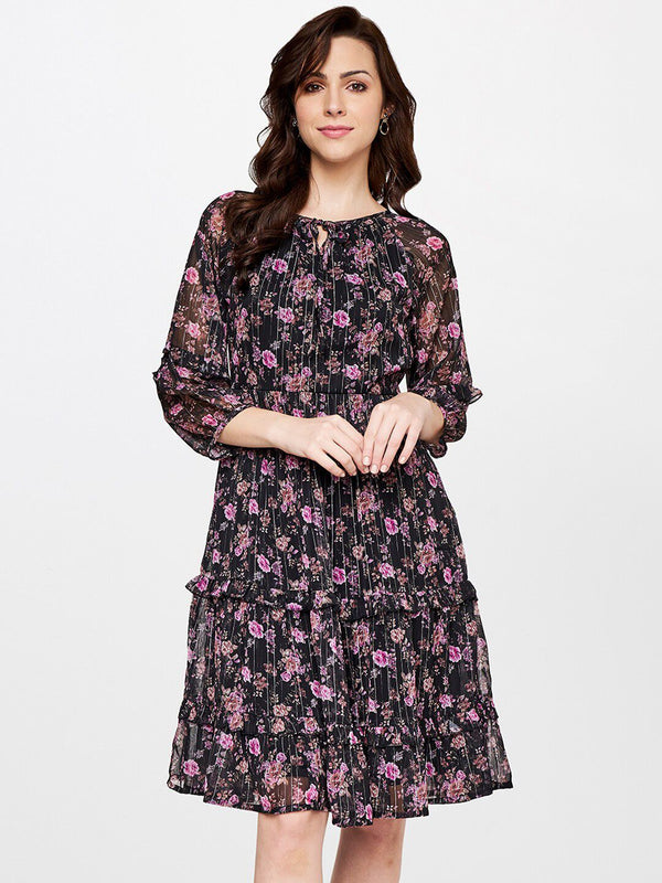 AND Black & Pink Floral Dress