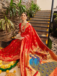 KALINI Ethnic Motifs Woven Design Zari Detail Paithani Saree