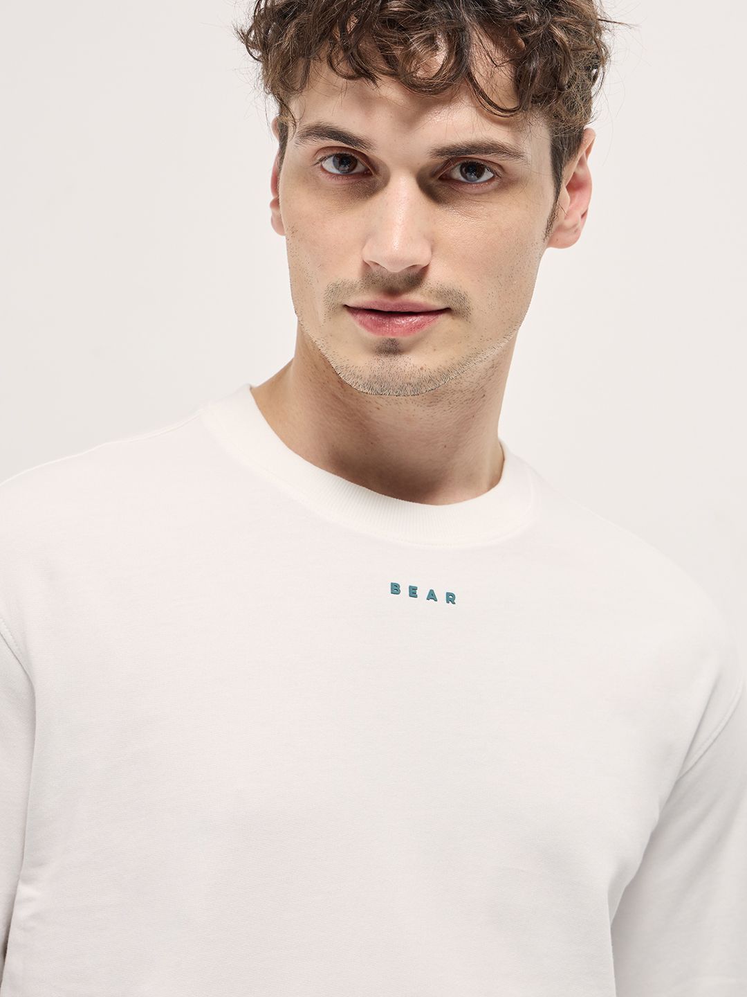 THE BEAR HOUSE Men Typography Printed Round Neck Cotton Oversized T-shirt