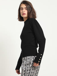 RAREISM Turtle Neck Knitted Pullover with Cuff Detail
