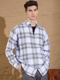 DENNISON Men Tartan Checked Drop shoulder Pure Cotton Oversized Shirt